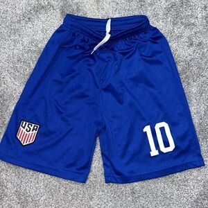 Blue Kids (boys girls) USMNT USA Soccer team blue soccer shorts S Small #10